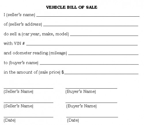 Car bill of sale