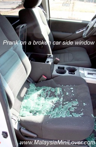 car pranks with broken window